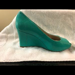 Wedge open toe heels.